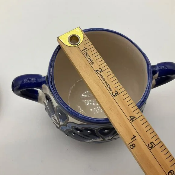 New Hand-Painted Artisan Handmade Talavera Ceramic Sugar Bowl Jar Canister Lided - Picture 6 of 9